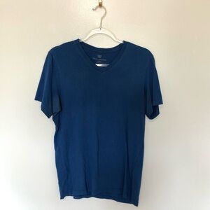 Mack Weldon V-Neck T-Shirt Blue Pima Cotton Small